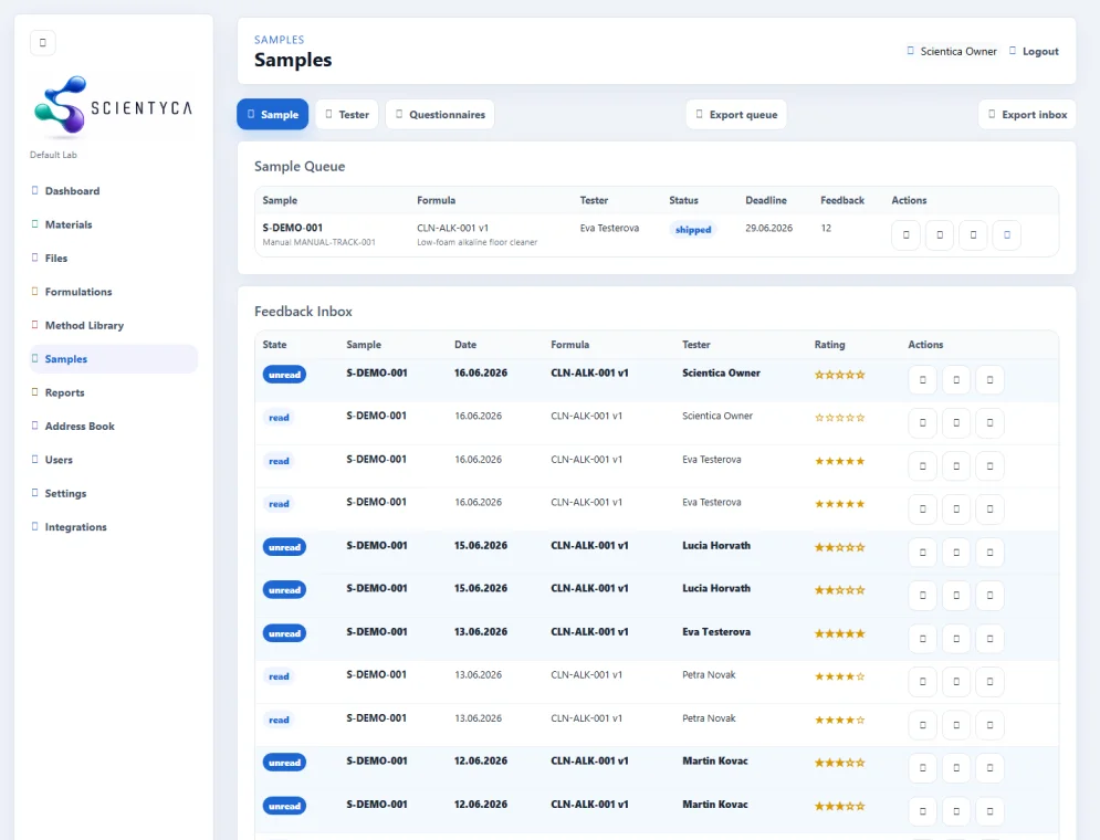 SCIENTYCA sample feedback screenshot